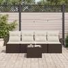 Set de Canapés de Jardin 5 pièces avec Coussins Marron Rattan Poly, Canapé de Jardin 2 Places avec Rangement et Coussins 3353897