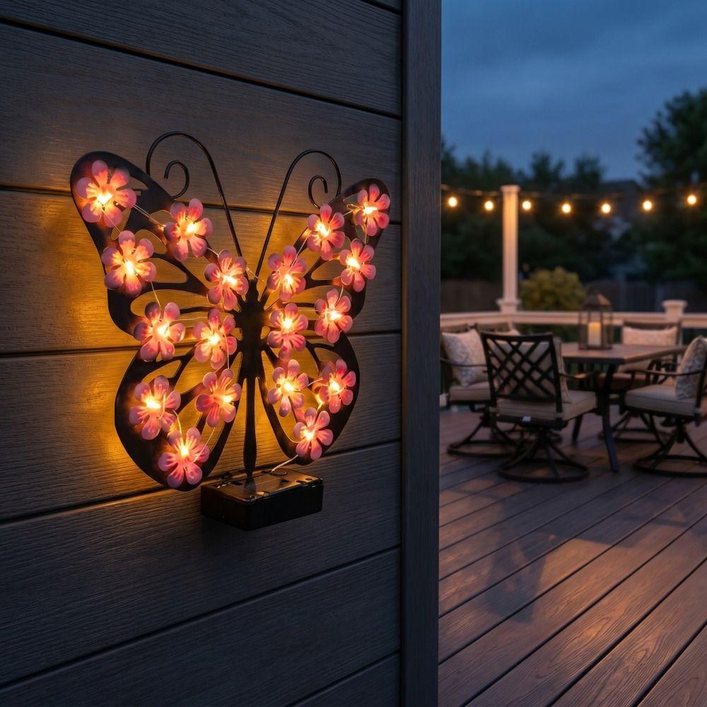 Solar Butterfly Wall Sconce Outdoor Decorative Light for 1.2V/0.5W Villa Patio