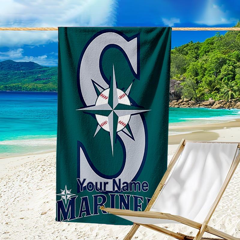 Custom Name Beach Towel Seattle Logo Beach Towel, Soft Microfiber, Gift for Her/Him, Birthday, for Pool, Beach, Travel, Fan gifts