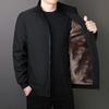 Chaqueta de Papá de Mediana Edad y Anciano de Talla Grande con Terciopelo de Invierno y Cuello Administrativo Grueso, Chaqueta de Terciopelo Grueso