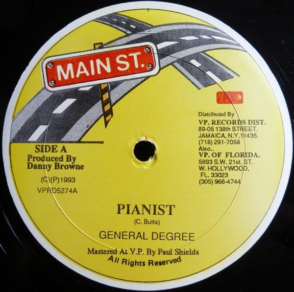 

12-дюймовая пластинка GENERAL DEGREE SHELLY THUNDER Пианист Пластик VPRD5274 Main St. 1983 США Регги Ска Даб Б/у