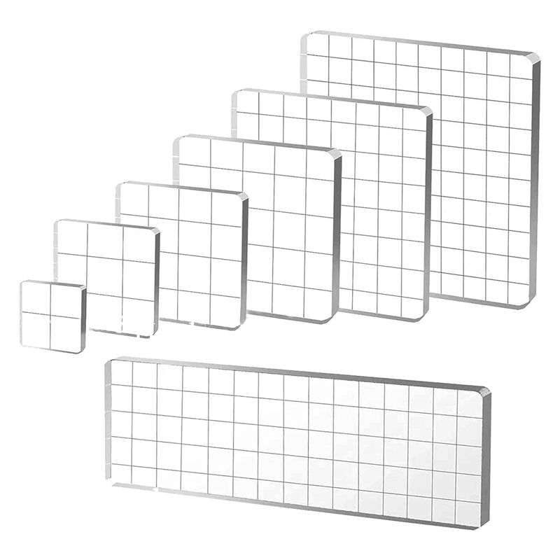

A60Z7 Pieces Acrylic Stamp Blocks, Clear Stamp Blocks Acrylic Blocks For Stamping Tools Set With Grid Decorativemay прозрачный