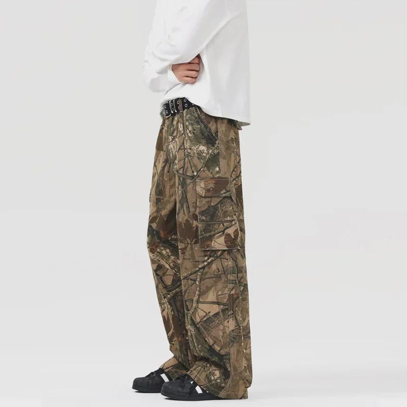 Salopetă LKTM Camuflaj Retro American: Pantaloni casual de exterior la modă, cu croială largă, pentru bărbați și femei