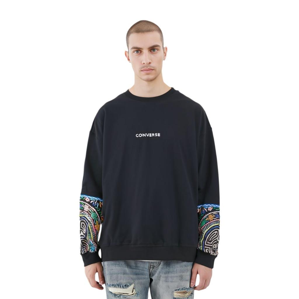 Converse Sweatshirts Unisex Black Crew Neck Thickened Regular 10025058-A03