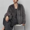 Fur V-neck faux fur jacket short fashion fox fur jacket fluffy plush women's clothing