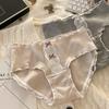 Plus Size Women's Bow-checked Wooden Ear Side Skin Friendly Cotton Crotch Waist Panties
