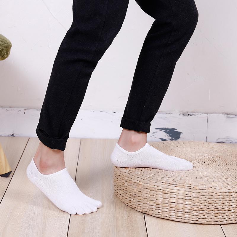 5 Pairs Spring Summer Casual Ankle Socks with Fingers Men's Breathable Sport Running Solid Black White Invisible Split Toe Socks