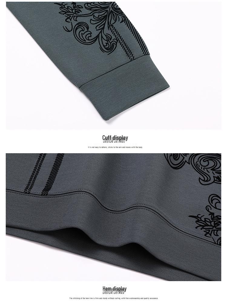 Herr 2025 Rundhals Långärmad Fleece Sweatshirt - Ledig Lös Passform för Höst/Vinter