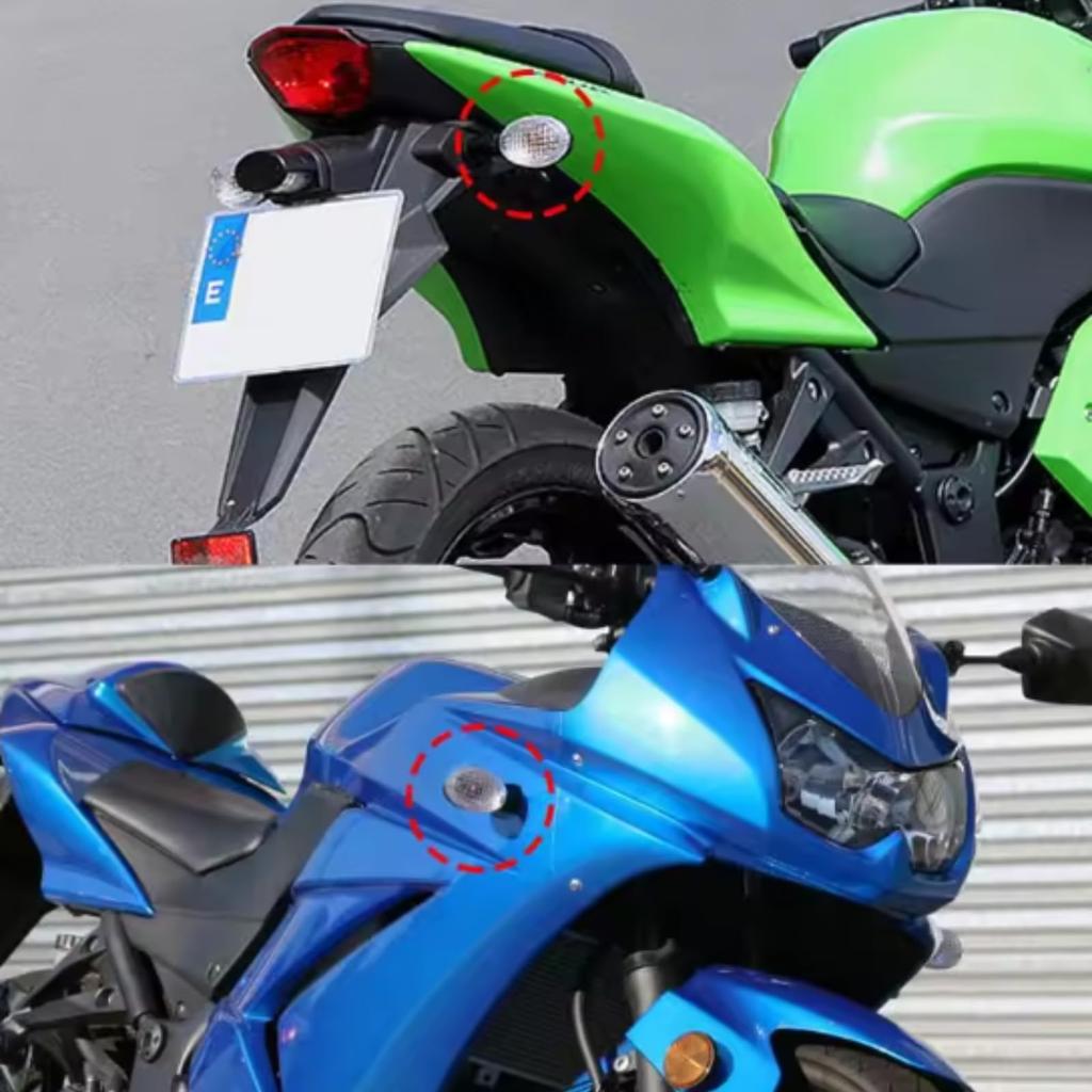 Deepa Ribusu 12V 6W Front and Rear Turn Signals Set for Kawasaki Ninja KLX and Vulcan S with Heat Shrink Tubing 250R, 250, Motorcycles, (Amber) [Used]