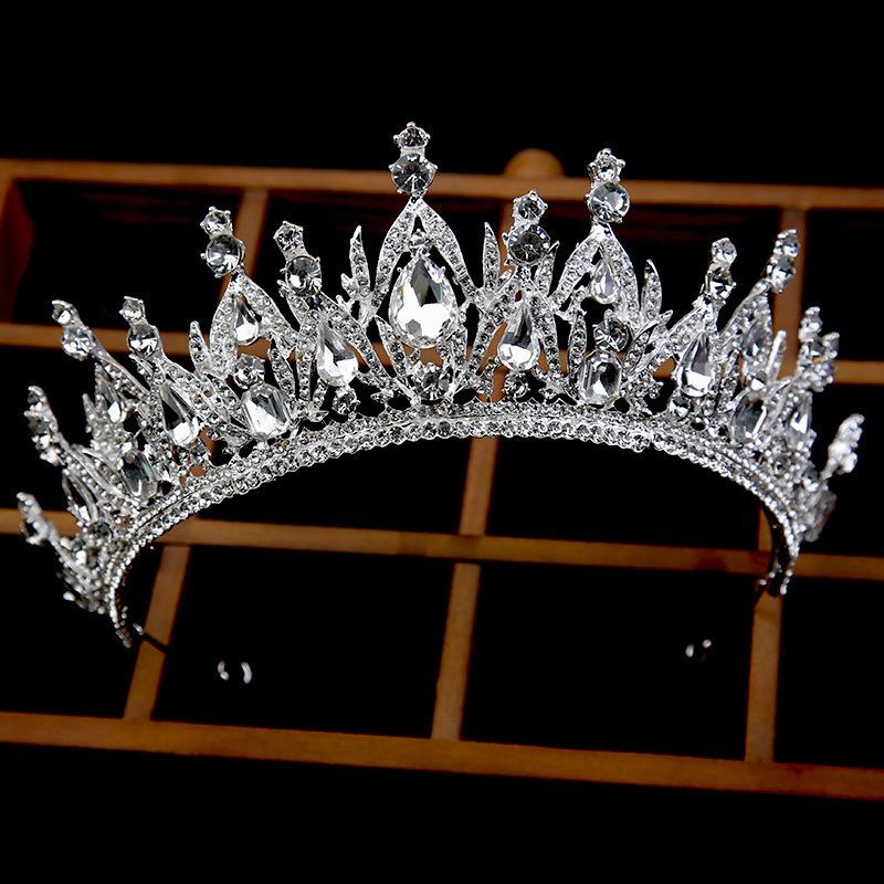 European and American Bride Silver Hair Crown Tiara Rhinestone New Korean Wedding White Wedding Accessories Wedding Hair Accessories
