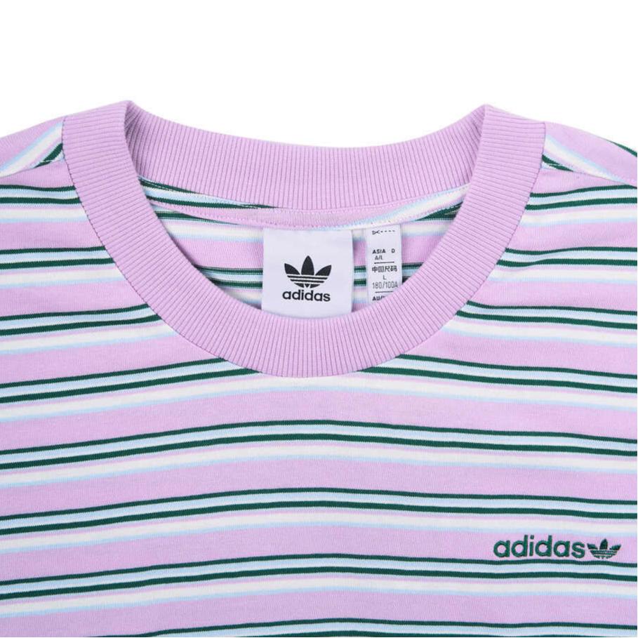 adidas 80s Loose Striped Tee Bliss Lilac Men Streetwear JD1683