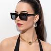 Fashion Square Women Luxury Sunglasses Retro Designer Leopard Blue Green UV400 Protection Trendy Shades