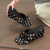 French Polka Dot Bow Slippers for Women's Outward Wear 2026 Summer New Square Toe Niche Wedge Half Slippers