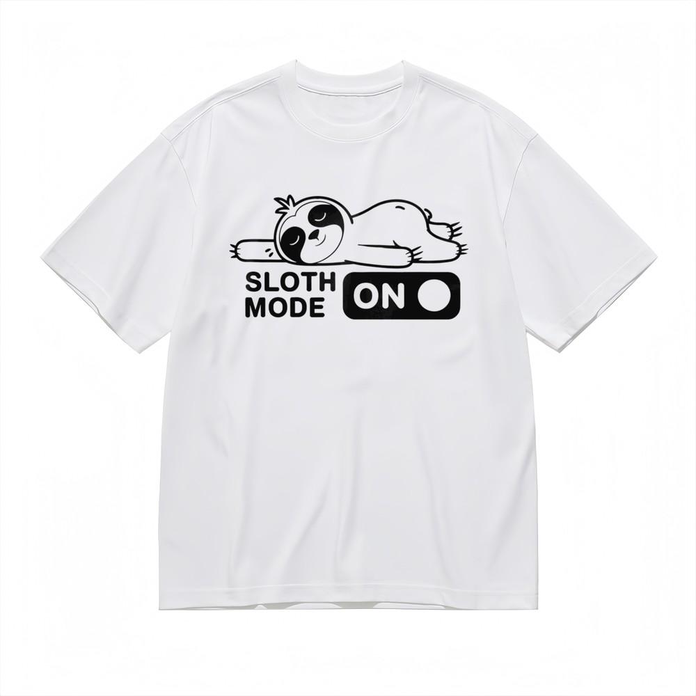 

Unisex Chill Mode T-Shirt Sloth and Switch Art Relaxed White 100% Cotton Essential 2XL