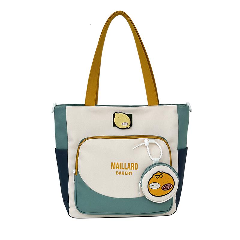 

Сумка через плечо в студенческом стиле, женская, большая вместимость, сумка через плечо, студенческая сумка для занятий жёлтый/зелёный