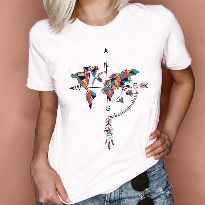 Fashion Feather Graphics Women T-Shirts Summer 90S Blouse Short Sleeve Tees O-Neck Female Tops Streetwear Y2K Clothing