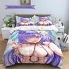 Set Copripiumino Trapuntato con Motivo Anime Federe Decorazione Casa Regalo di Compleanno (1 * copripiumino + 2 * federa, senza nucleo)