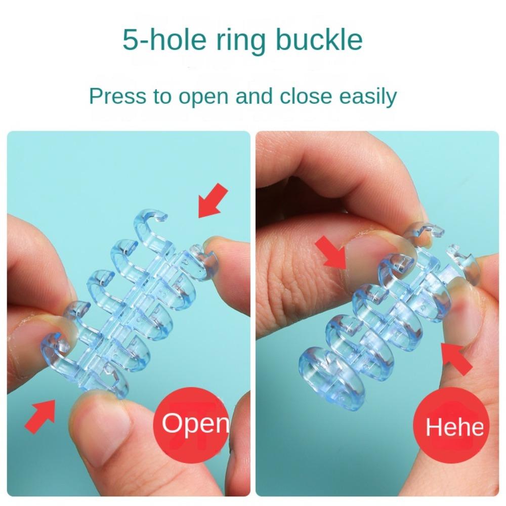 10pcs Stationery 5 Ring Plastic Loose Leaf Clip 5 Holes Spring Spiral Rings Binder  School Supplies