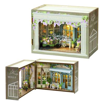 CUTEROOM Holzpuppenhaus-Bausatz für Kinder mit Miniaturmöbeln und LED-Lichtern, Handgemachtes DIY-Spielzeug, Perfektes Geschenk (MINI112)