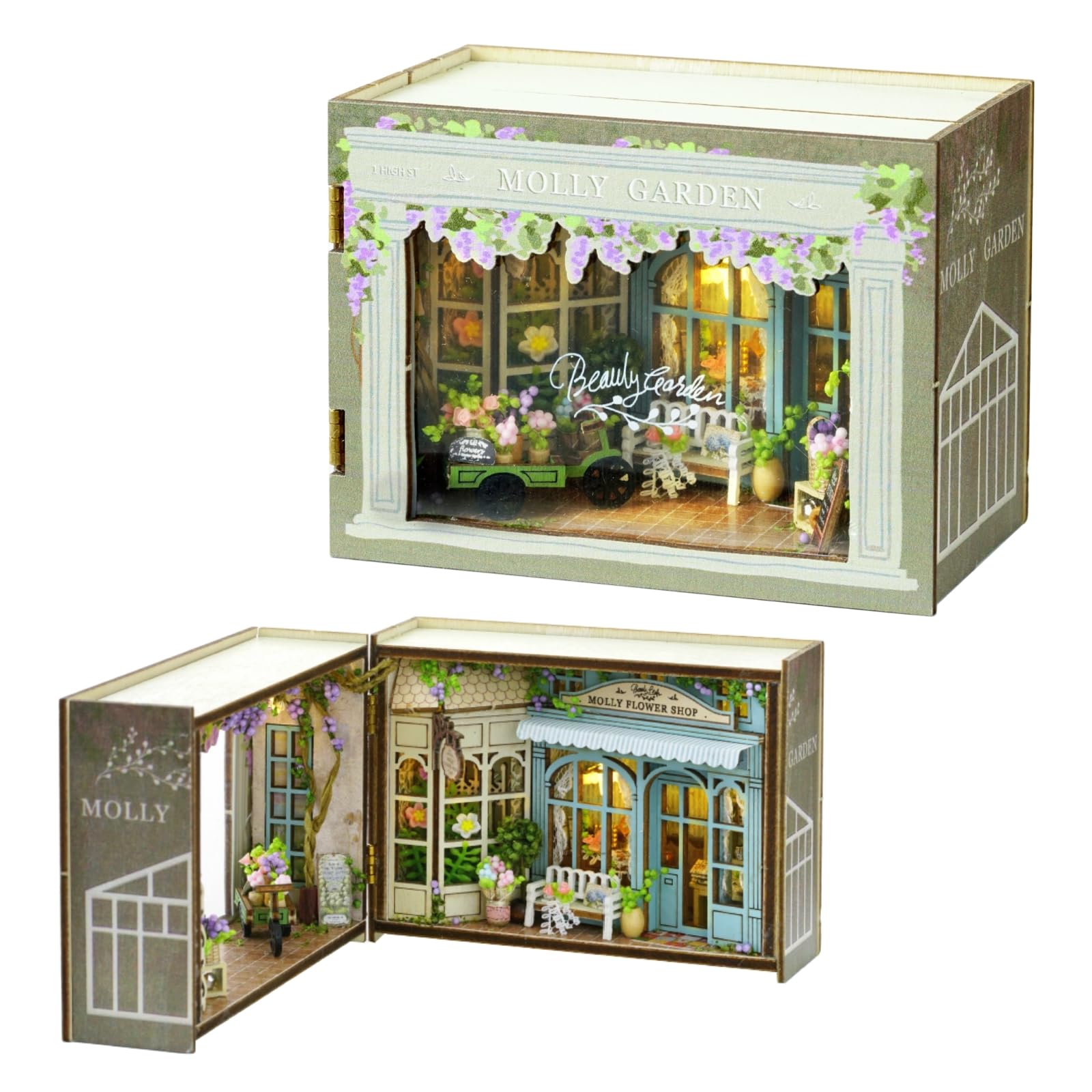 

CUTEROOM Деревянный кукольный домик-конструктор для детей с миниатюрной мебелью и светодиодной подсветкой, игрушка ручной работы, сделай сам, идеальный подарок (MINI112)