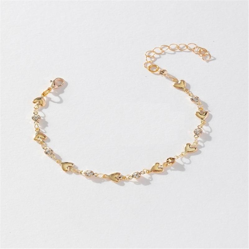 3 Pieces Delicate Heart Y Chain Necklace and Bracelet Set For Ladies Holiday Body Jewelry Gifts Adjustable Length