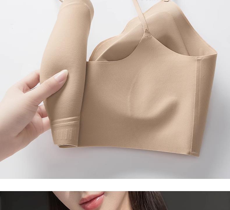 Unsichtbarer Nahtloser Raffinierter BH: Dünne Träger, Hautfarbe, Sommerleicht, Minimierender Effekt für große Oberweiten