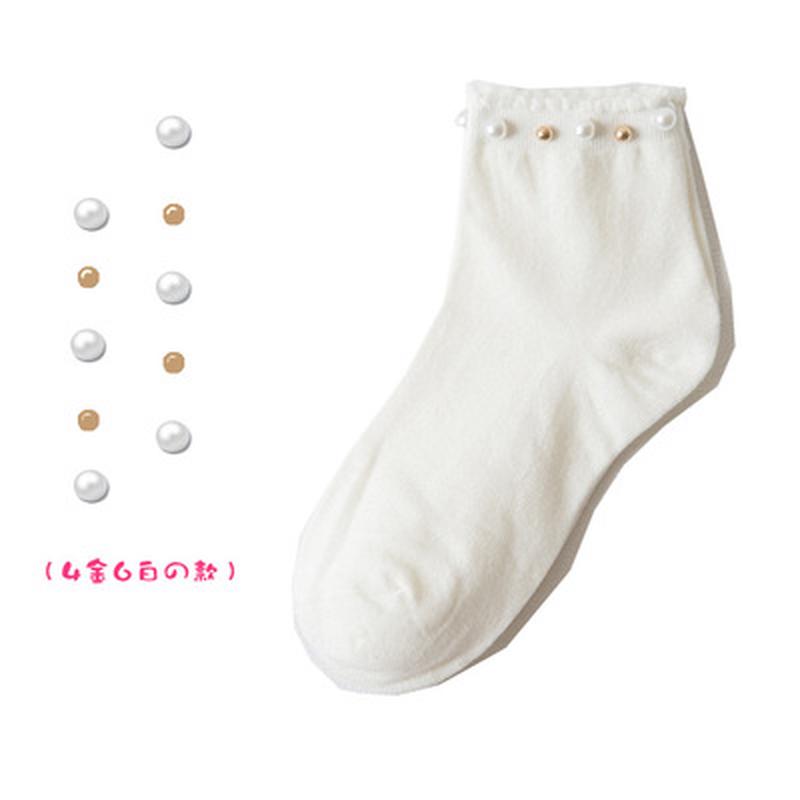 Rerto Pearl Socks Women Elastic Cotton Handmade Meias Creative Socks