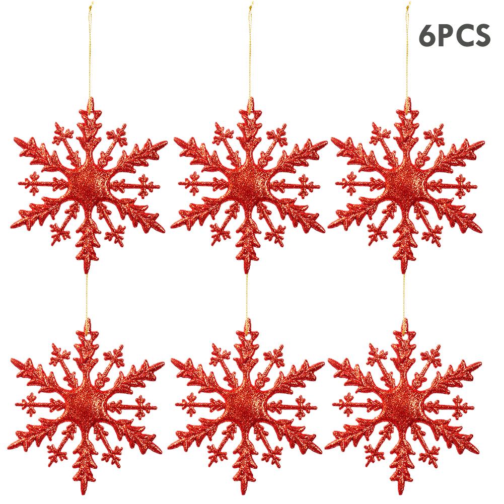 6Pieces Blue Snowflakes With Bright Powde Snowflakes For Christmas Tree Decoration Winter New Year Hanging Decoration