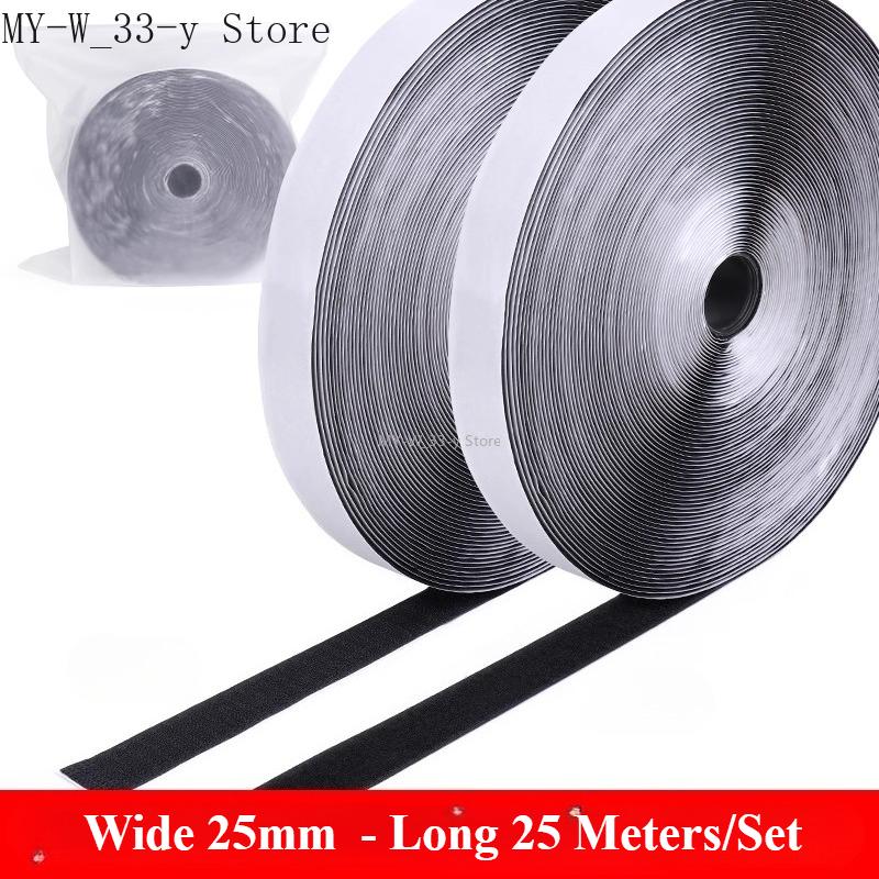 3/25Meter Starkes Selbstklebendes Klettband Haken und Schlaufe Schwarz Weiß Nylon Klettband Klebeband mit Starkem Kleber 25/30/50MM