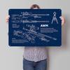 Accuracy International AWM Blueprint D Texture Metal Poster Customized Wall Art Tin Sign Gift for Mancave Garage Decorations