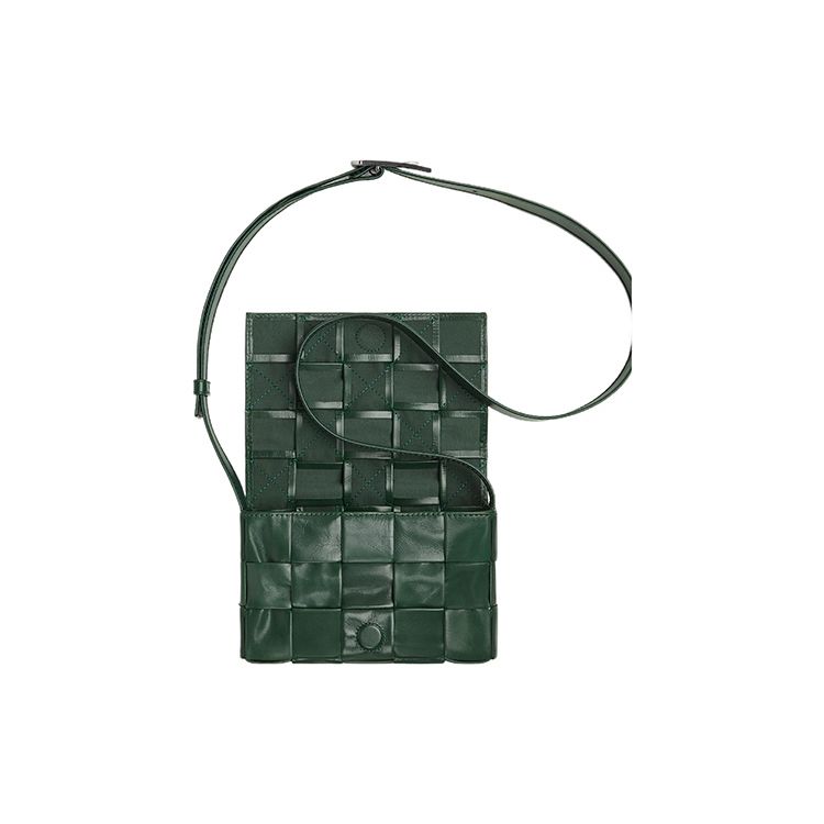 Bottega Veneta Cassette Intreccio Woven Magnetic Closure Leather Shoulder Crossbody Bag Small Men Bags Rain-Tree-Green 717587VCQ713061