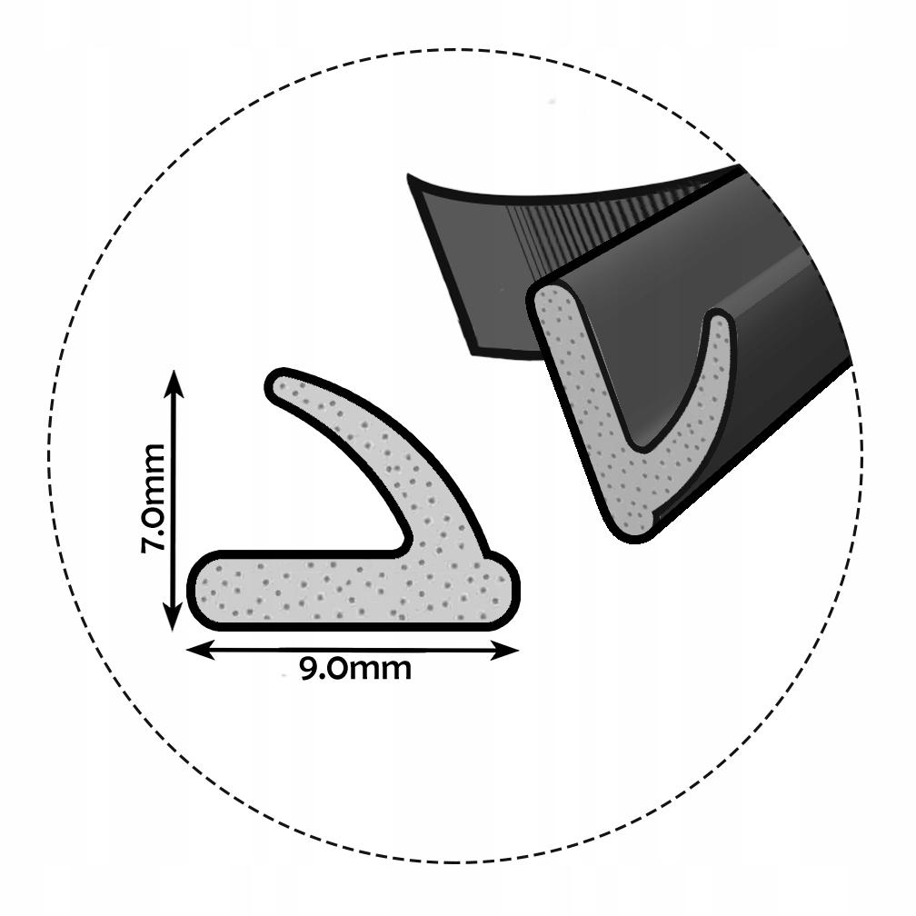 Self-adhesive door window seal V 9X7 mm BROWN