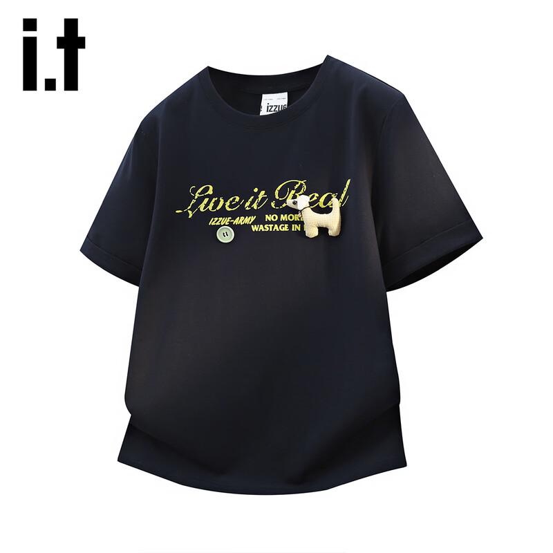 izzue it Women s Flocked Print Ice Cotton T-Shirt S
