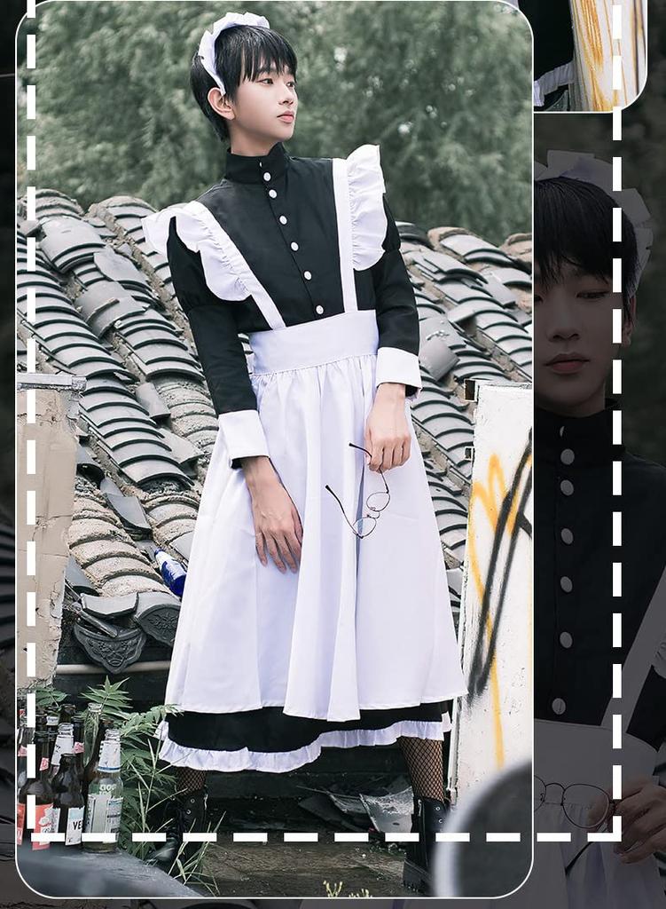 Lady Lazy Men's Long Sleeve Maid Costume, Black (3XL)