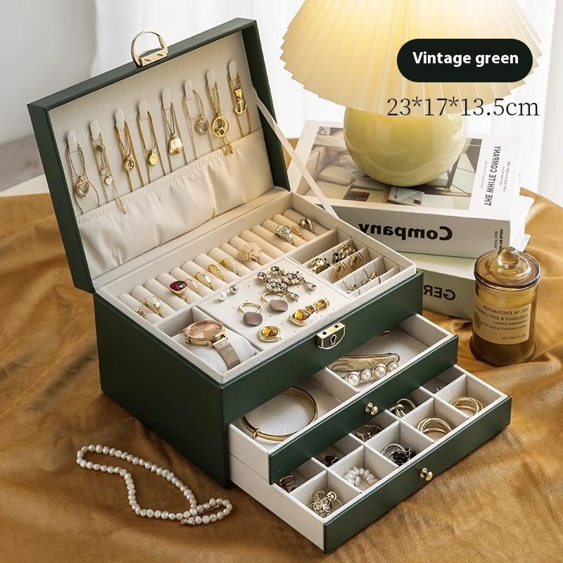 Jewelry Storage Box Multi-layer High-end Gold Hand Jewelry Bracelet Necklace Earrings Earrings Earrings Ring Jewelry Box Large