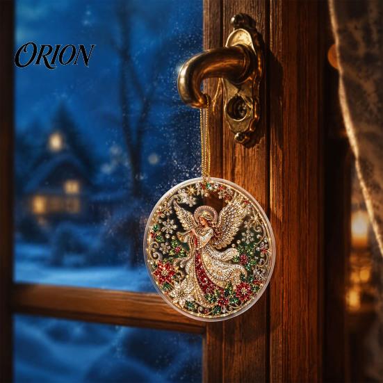 Outdoor Hanging Decor Christmas Acrylic Ornament, 2D Flat Double Side Printed Party Supplies Santa Snowman Pendant for Tree Window, Festive