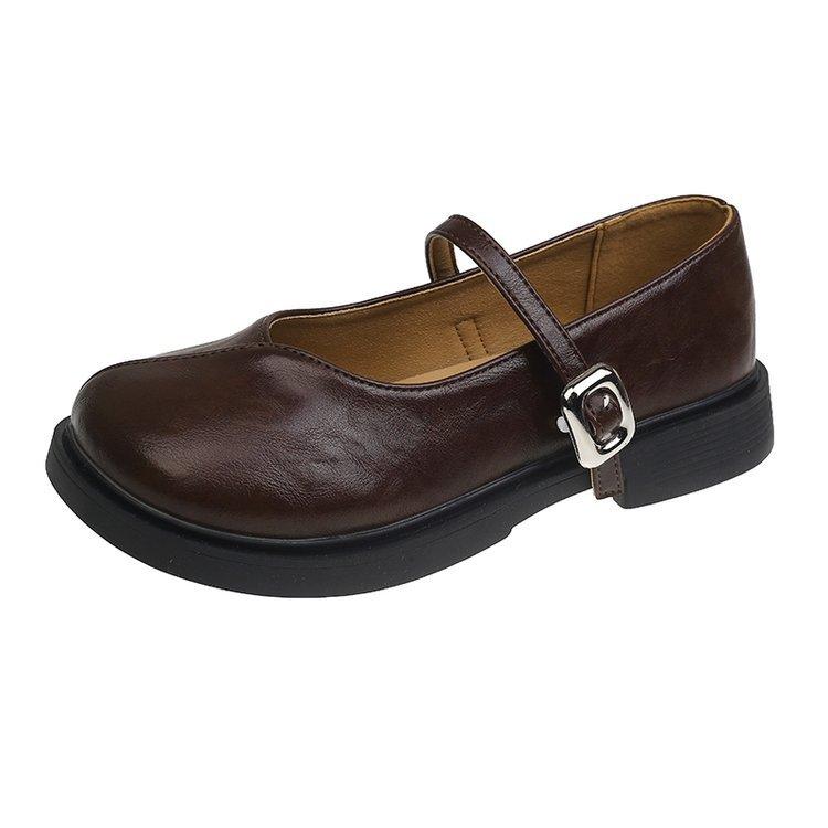 

Mary Jane shallow mouth small leather shoes women s 2025 summer new one-word with soft sole comfortable flat bottom gentle French single shoes 40