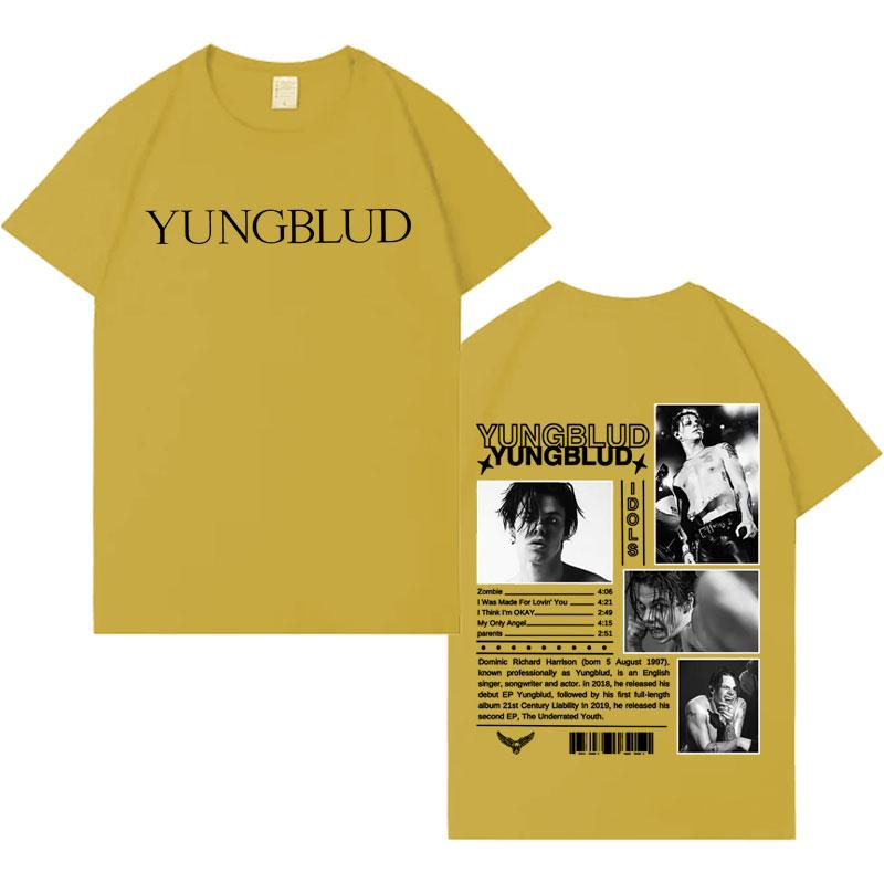 Singer Yungblud Album Print Tshrits Mens Casual Loose Pure Cotton High Quality T Shrit Aesthetic Crewneck Oversized Cozy Tshrit