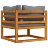 Modular Corner Sofa with Dark Grey Cushions Solid Acacia Wood