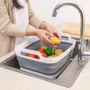 Large Capacity Folding Washing Basin Thickening Household Fruit Vegetable Baske with Handles Square Drain Basket Picnic