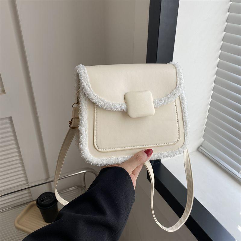 Bag Women's 2025 New Retro Lamb Wool Small Square Bag Niche Versatile Ins Shoulder Bag Crossbody Bag Commuter Bag