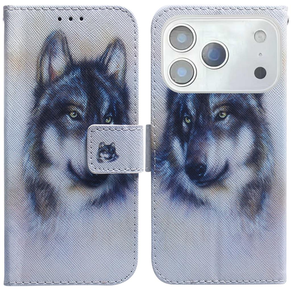 Etui portfelowe na iPhone 17 Pro ze wzorem, skórzane etui na telefon