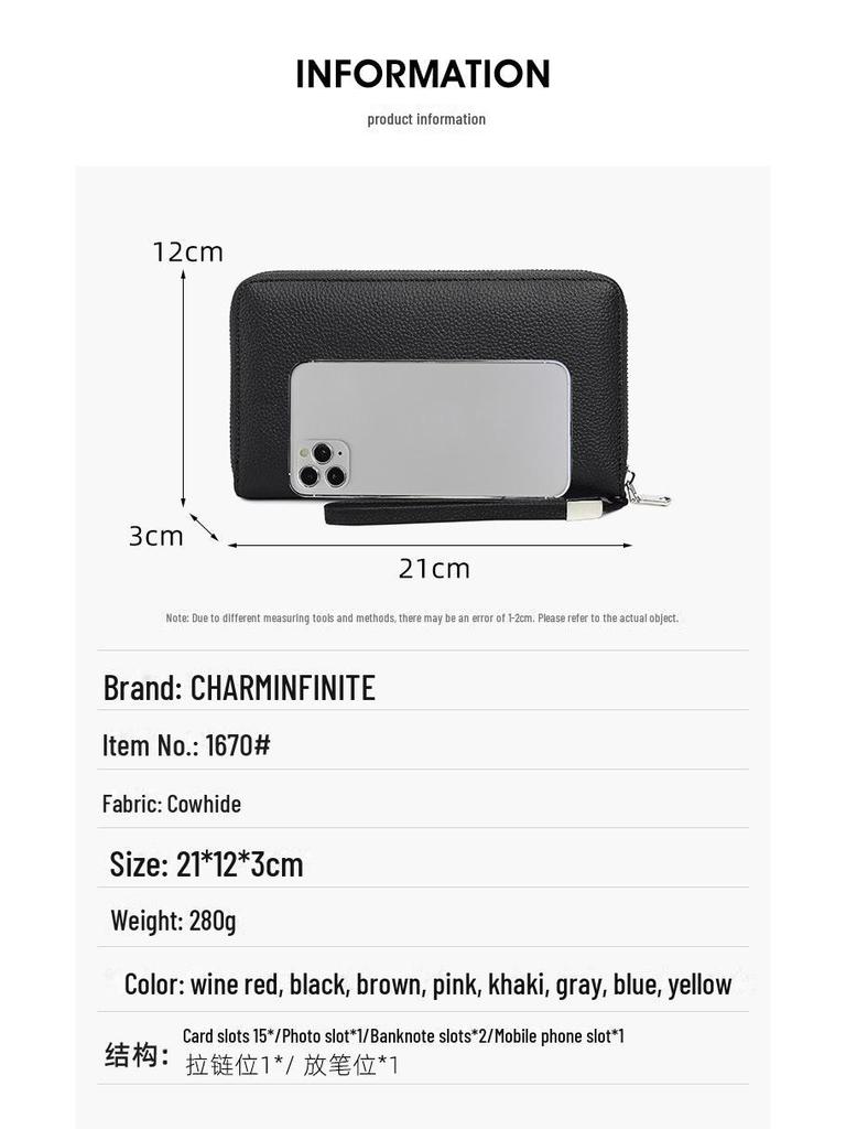 Xiangyin 2024 Women's Genuine Leather Long Wallet & Coin Purse - Niche Design, Cowhide Clutch, Slim Style