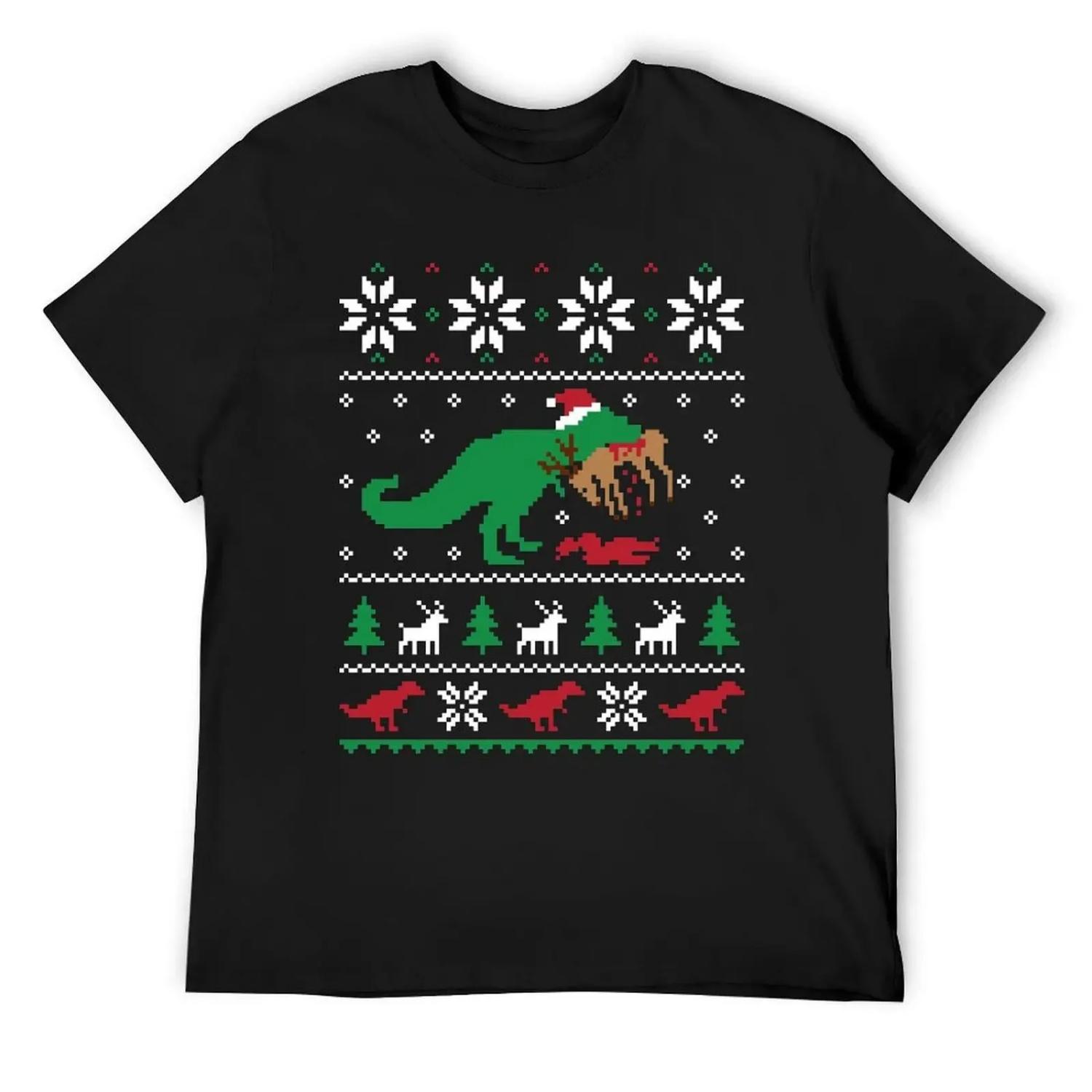 Dinosaur Ugly Christmas Sweater - Funny Christmas Gift T-Shirt summer shirt luxury designer t shirts men S