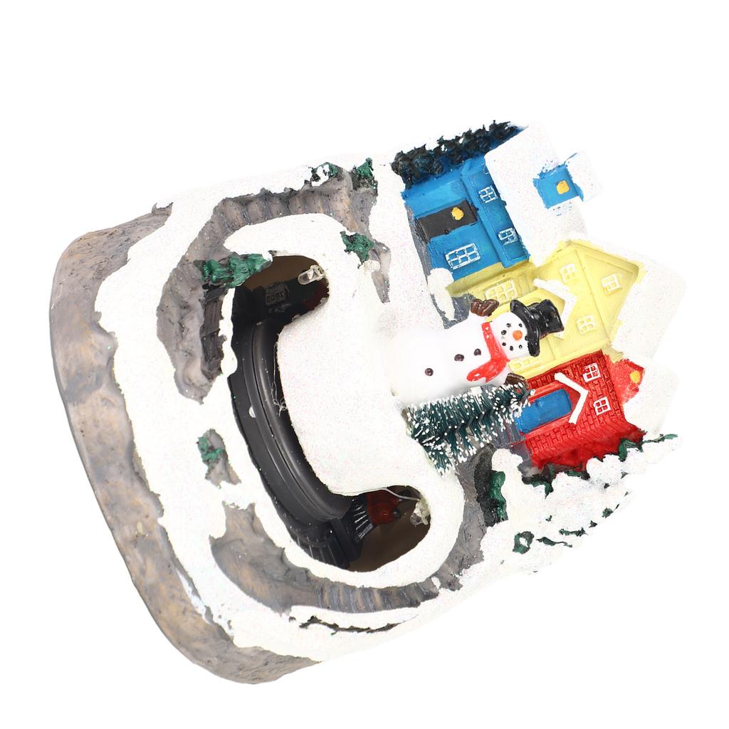 Xmas Music Box Resin Rotating Light Up Train Musical Box Tabletop Ornament for Holiday Home Decor