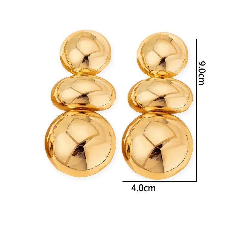 Atmospheric Earrings, Metal Smooth Geometric Round Earrings, Light Luxury and High-end Women's Temperament Earrings