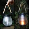 Flickering Flame Solar Lantern Two Lighting Modes Dual Charging Outdoor Waterproof Hanging Lantern LED Solar Lamp