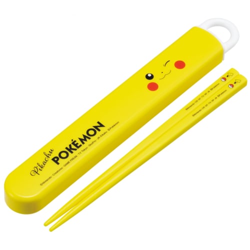 Skater Children's Chopsticks and Chopstick Case Set, 16.5cm, Made in Japan, Sliding Pokemon Pikachu Face Design, 25 Pieces, ABS2AM-A