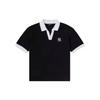 MLB Logo Embroidered Solid Color Half Sleeve Stand Collar T-Shirt Unisex Tops Black 3FPQB0233-50BKS