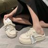 Half-drag Canvas Shoes Women's 2025 Summer Bag Head Outer Wear Board Shoes Small Fragrant Wind One Pedal Lazy Thick-soled Casual Women's Shoes